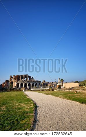 The Amphitheater of Santa Maria Capua Vetere, the second biggest roman amphitheater, tourist destination for cultural trips to Italy