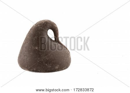 Single Chocolate Chip Isolated On White with Copy Space Right