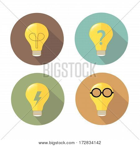 lightbulb in circle vector icon with shadow