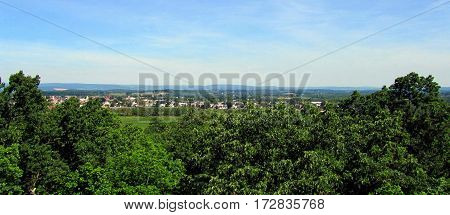 Ariel Elevated view of Getysburg, Pennsylvania from Culp's Hill, Getysburg national military park