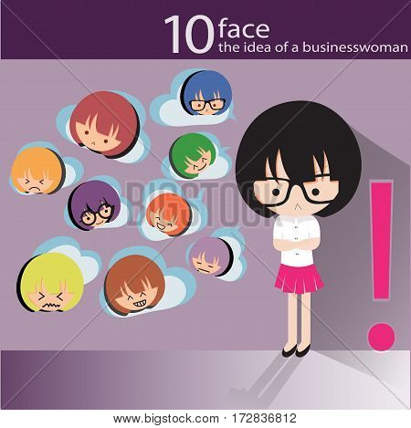 Vector emotion girl Idea and Concept  illustration.