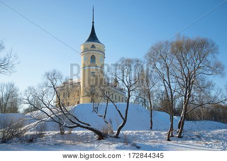 SAINT-PETERSBURG, RUSSIA - FEBRUARY 06, 2017: Castle Mariental in a winter landscape. Pavlovsk