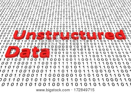 unstructured data in the form of binary code, 3D illustration