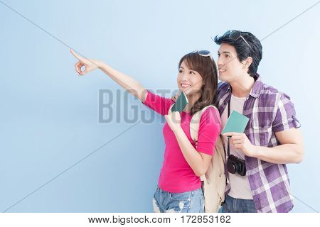 young couple go to travel and take passport