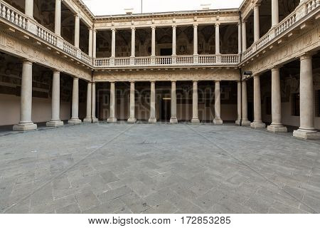 PADUA  ITALY - MAY 3 2016: Palazzo Bo historical building home of the Padova University from 1539 in Padua Italy