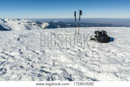 Winter Mountain Tourist Equipment.