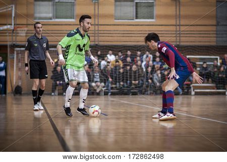 VALENCIA, SPAIN - FEBRUARY 19: Rivillos with ball during Spanish league match between Levante UD FS and Movistar Inter at Cabanyal Stadium on February 19, 2017 in Valencia, Spain