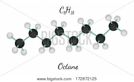 C8H18 octane 3d molecule isolated on white