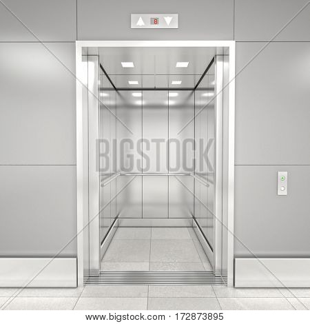 modern steel elevatore 3d rendering image