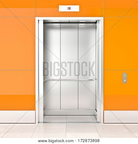 modern steel elevatore 3d rendering image
