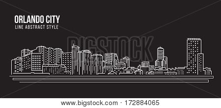 Cityscape Building Line art Vector Illustration design - Orlando city