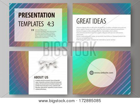 Set of business templates for presentation slides. Easy editable abstract vector layouts in flat design. Minimalistic design with circles, diagonal lines. Geometric shapes forming beautiful retro background.
