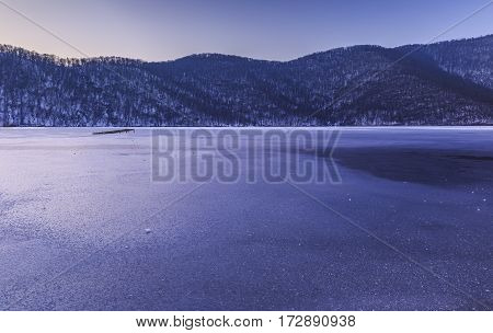 Frozen lake Nohur Gabala Azerbaijan nature backdrop