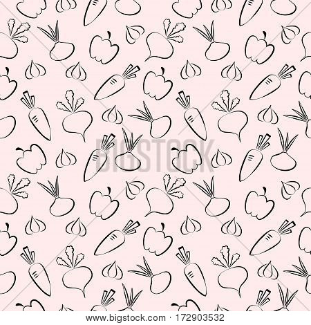 The Pattern Consists Of Vegetables, Carrots, Garlic, Radish, Buriak, Greenery. It Can Be Used For Ad