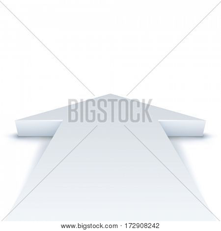 Abstract white arrow pointing straight ahead business background with copy space. Raster copy.