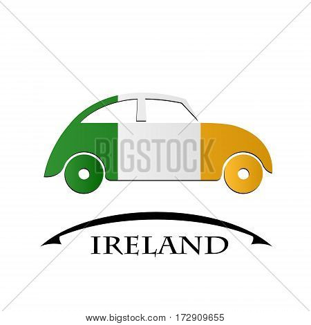 car icon made from the flag of Ireland
