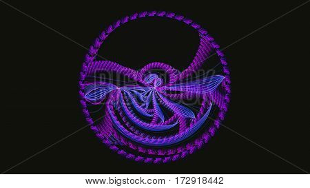 Full circle. Carousel. Kabbalistic sign. 3D surreal illustration. Sacred geometry. Mysterious psychedelic relaxation pattern. Fractal abstract texture. Digital artwork graphic astrology magic