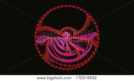 Full circle. Carousel. Kabbalistic sign. 3D surreal illustration. Sacred geometry. Mysterious psychedelic relaxation pattern. Fractal abstract texture. Digital artwork graphic astrology magic