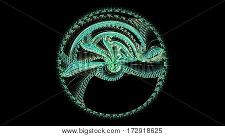 Full circle. Carousel. Kabbalistic sign. 3D surreal illustration. Sacred geometry. Mysterious psychedelic relaxation pattern. Fractal abstract texture. Digital artwork graphic astrology magic