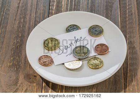 plate with coins