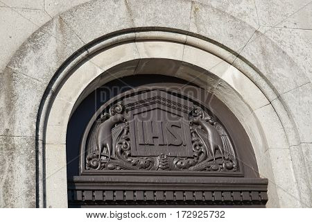 Horizontal image of detail of Sao Torcato Church in Guimarães, Portugal.