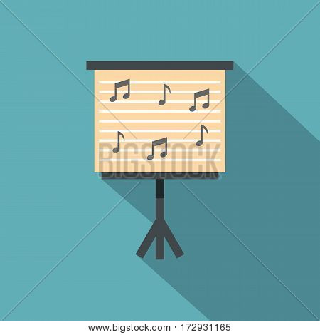 Music stand with piano notes icon. Flat illustration of music stand with piano notes vector icon for web isolated on baby blue background
