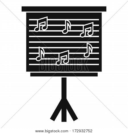 Whiteboard with music notes icon. Simple illustration of whiteboard with music notes vector icon for web