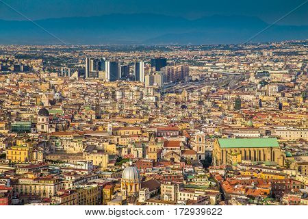 City Of Naples At Sunset, Campania, Italy