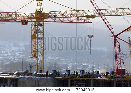 Building Construction With Crane