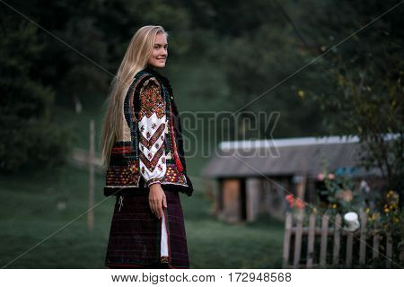 Ukrainian Hutsul Woman In National Costume.