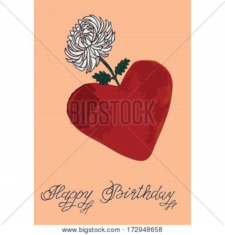 Heart with flower Hand drawn sketched vector illustration. Doodle graphic with ornate pattern.