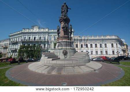 Odessa, Ukraine, circa august 2016: Monument to Empress Catherine, who issued a decree established a city Odessa