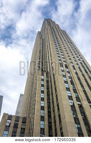 New York, USA, november 2016: The Rockfeller Complex of 14 buildings in the Art Deco style built in 1930 was the largest private building project at the time