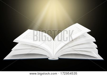 3D Rendering Of Open Book With Bright Light