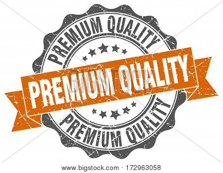 premium quality. stamp. sign. seal. round. retro. ribbon