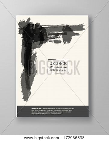Abstract monochrome banner creative brochure headers with Hand Drawn textures made with ink.