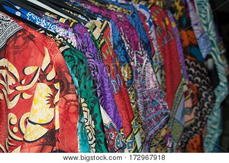 Colorful women's outfits East market hung on hangers