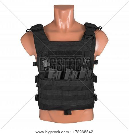 camouflage, military body armor, mannequin, isolated on white background