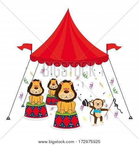 cute lion animal circus vector illustration design