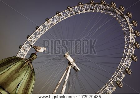 LONDON, UK - JANUARY 26, 2017: The EDF Energy London Eye next to the river Thames, UK