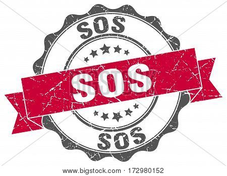 sos. stamp. sign. seal. round. retro. ribbon