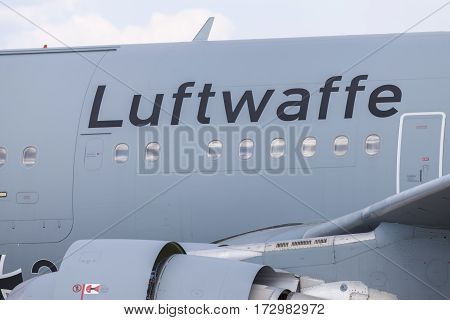BERLIN / GERMANY - JUNE 3, 2016: Luftwaffe ( german Airforce ) logo on an aircraft from german airforce