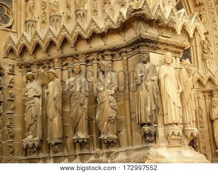 Cathedral gothic statues architecture middle age smile angels religion religion