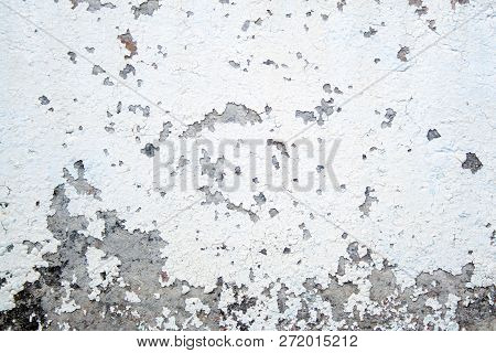White Chacked Paint Texture On Cement Wall. White Background