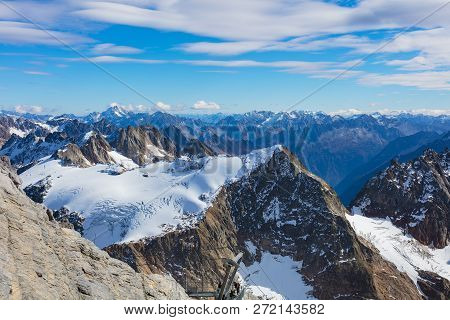 Mt. Titlis, Switzerland - October 12, 2015: View From The Top Of The Mountain, Part Of The Titlis Cl