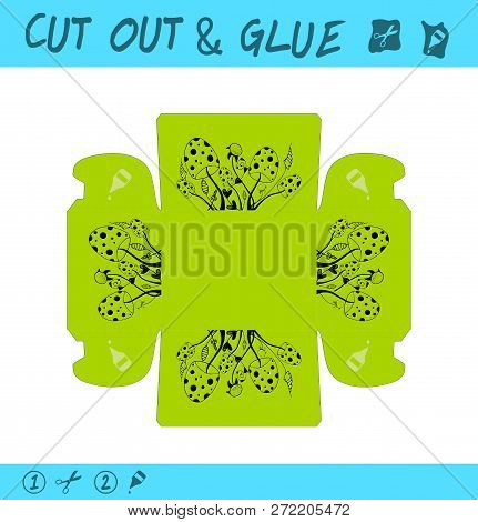 Cut Out And Glue Educational Paper Game For Children. Use Scissors And Glue To Create The Box For Sm