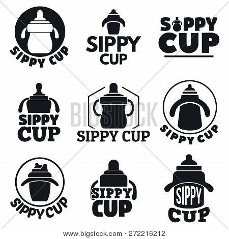 Sippy Cup Logo Set. Simple Set Of Sippy Cup Vector Logo For Web Design On White Background