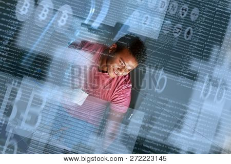 Young Programmer Thinking About Ico And Coin Success Offering