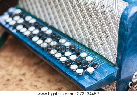 Classical Retro Bayan (accordion), Musical Instrument, Blue Color