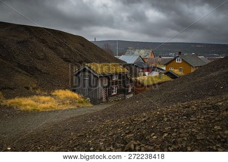 Old Part Of Roros. Norwegian Mining Town From Unesco List.